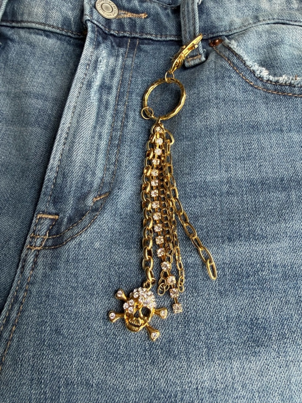 Gold Skull Chain Keychain / Bag Charm